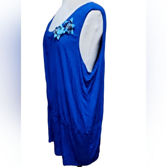 Vintage Midi Dress 2xl Tank Blue Cotton Blend dimensions pit-pit 27", Bu… - Picture 2 of 4